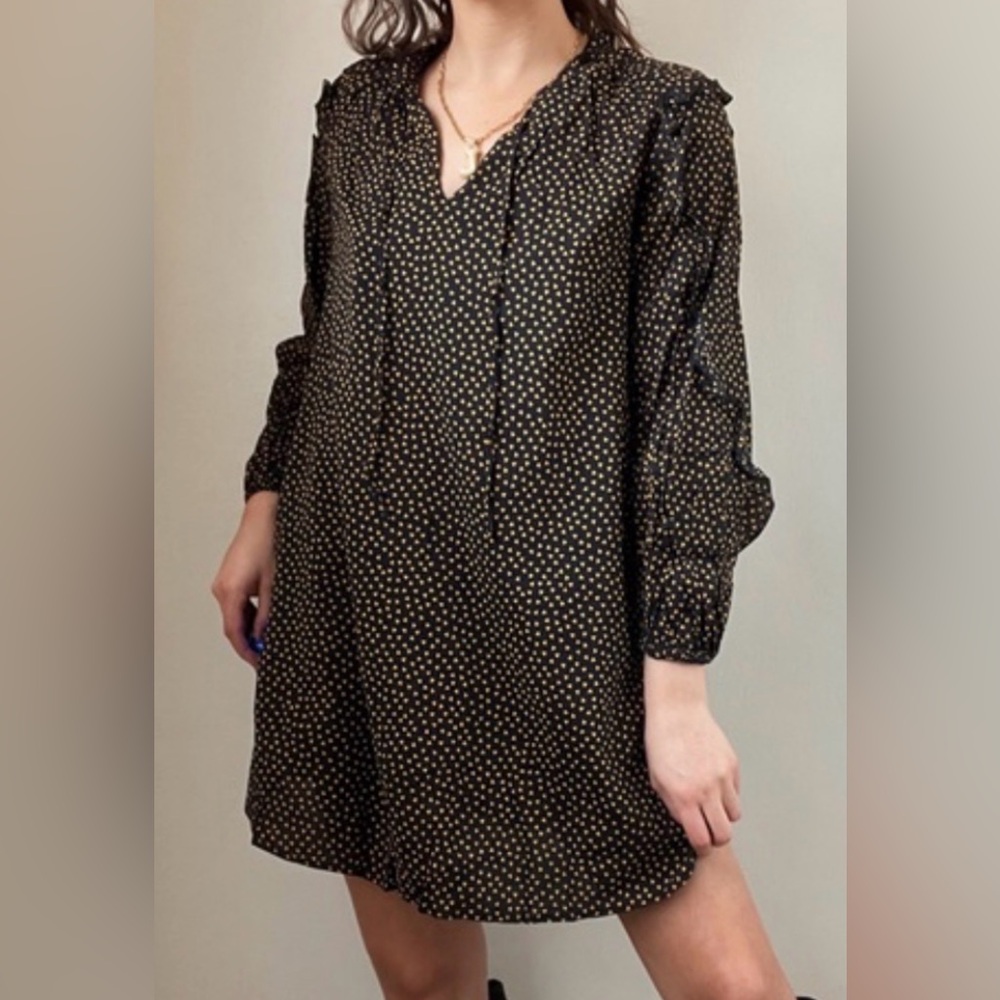 Who What Wear Black Dress with Yellow Triangle Print
